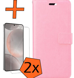 Nomfy Nomfy Samsung Galaxy S24 Plus Hoesje Bookcase Met 2x Screenprotector - Lichtroze