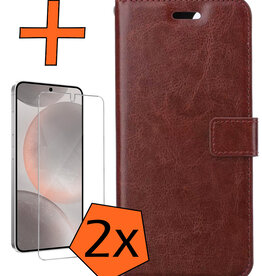 Nomfy Nomfy Samsung Galaxy S24 Plus Hoesje Bookcase Met 2x Screenprotector - Bruin