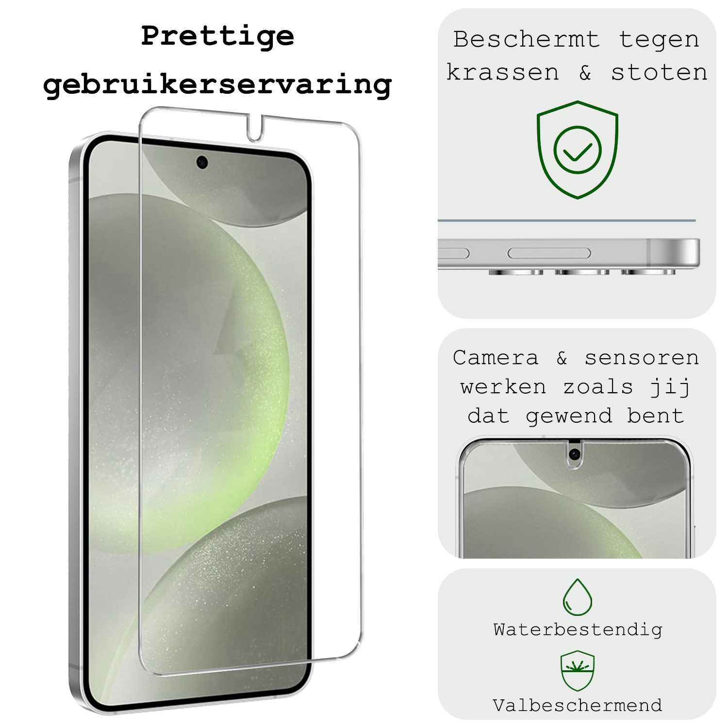 BASEY. Hoes Geschikt voor Samsung S24 Hoesje Siliconen Back Cover Case Met Screenprotector - Hoesje Geschikt voor Samsung Galaxy S24 Hoes Cover Hoesje - Zwart