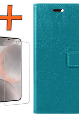 Nomfy Hoesje Geschikt voor Samsung S24 Plus Hoes Bookcase Flipcase Book Cover Met Screenprotector - Hoes Geschikt voor Samsung Galaxy S24 Plus Hoesje Book Case - Turquoise