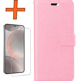 Nomfy Nomfy Samsung Galaxy S24 Plus Hoesje Bookcase Met Screenprotector - Lichtroze
