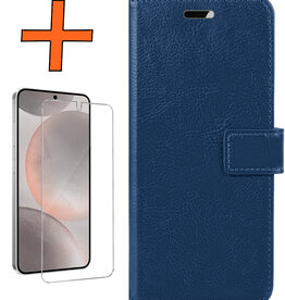 Nomfy Nomfy Samsung Galaxy S24 Plus Hoesje Bookcase Met Screenprotector - Donkerblauw