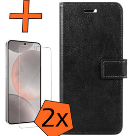 Nomfy Nomfy Samsung Galaxy S24 Hoesje Bookcase Met 2x Screenprotector - Zwart