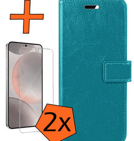 Nomfy Nomfy Samsung Galaxy S24 Hoesje Bookcase Met 2x Screenprotector - Turquoise