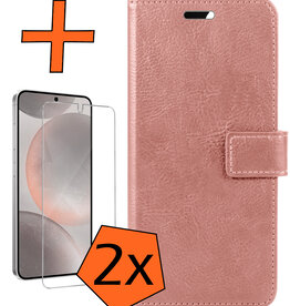 Nomfy Nomfy Samsung Galaxy S24 Hoesje Bookcase Met 2x Screenprotector - Rose Goud