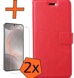 Nomfy Nomfy Samsung Galaxy S24 Hoesje Bookcase Met 2x Screenprotector - Rood
