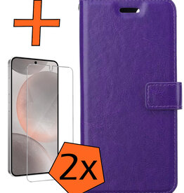 Nomfy Nomfy Samsung Galaxy S24 Hoesje Bookcase Met 2x Screenprotector - Paars