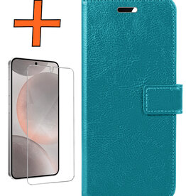 Nomfy Nomfy Samsung Galaxy S24 Hoesje Bookcase Met Screenprotector - Turquoise