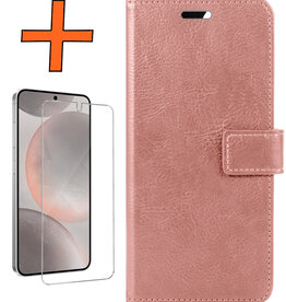 Nomfy Nomfy Samsung Galaxy S24 Hoesje Bookcase Met Screenprotector - Rose Goud