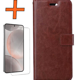 Nomfy Nomfy Samsung Galaxy S24 Hoesje Bookcase Met Screenprotector - Bruin