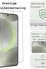 BASEY. Hoes Geschikt voor Samsung S24 Hoesje Siliconen Back Cover Case Met 2x Screenprotector - Hoesje Geschikt voor Samsung Galaxy S24 Hoes Cover Hoesje - Zwart