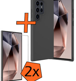 Nomfy Nomfy Samsung Galaxy S24 Ultra Hoesje Siliconen Met 2x Screenprotector - Zwart