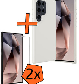 Nomfy Nomfy Samsung Galaxy S24 Ultra Hoesje Siliconen Met 2x Screenprotector - Wit