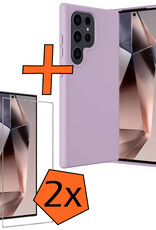 Nomfy Hoesje Geschikt voor Samsung S24 Ultra Hoesje Siliconen Cover Case Met 2x Screenprotector - Hoes Geschikt voor Samsung Galaxy S24 Ultra Hoes Back Case - Lila