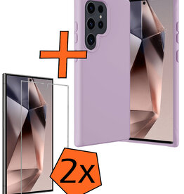 Nomfy Nomfy Samsung Galaxy S24 Ultra Hoesje Siliconen Met 2x Screenprotector - Lila