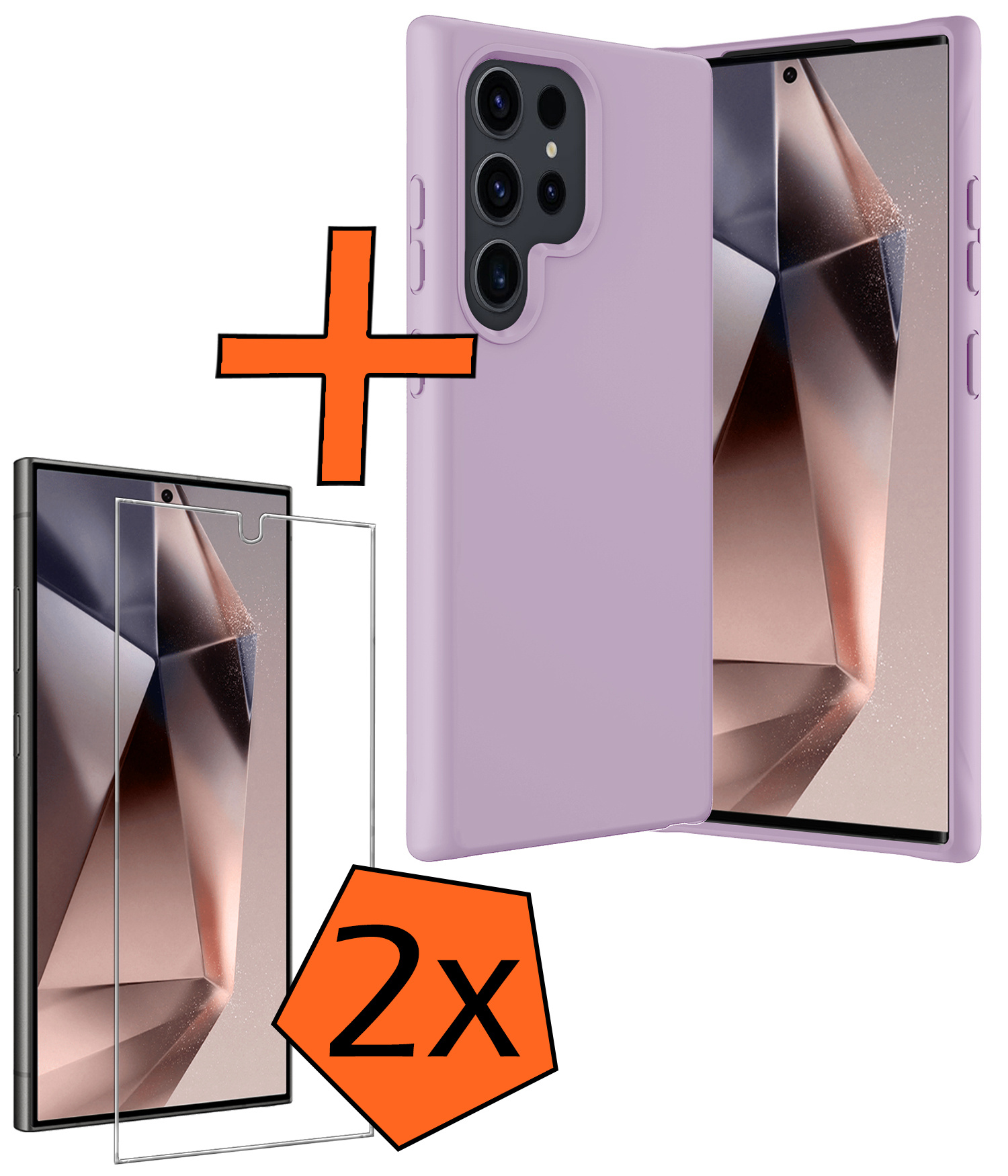 Nomfy Hoesje Geschikt voor Samsung S24 Ultra Hoesje Siliconen Cover Case Met 2x Screenprotector - Hoes Geschikt voor Samsung Galaxy S24 Ultra Hoes Back Case - Lila