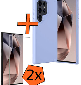 Nomfy Nomfy Samsung Galaxy S24 Ultra Hoesje Siliconen Met 2x Screenprotector - Lichtblauw