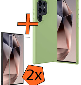 Nomfy Nomfy Samsung Galaxy S24 Ultra Hoesje Siliconen Met 2x Screenprotector - Groen