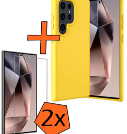 Nomfy Nomfy Samsung Galaxy S24 Ultra Hoesje Siliconen Met 2x Screenprotector - Geel
