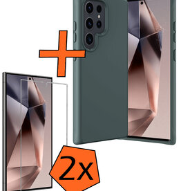 Nomfy Nomfy Samsung Galaxy S24 Ultra Hoesje Siliconen Met 2x Screenprotector - Donkergroen