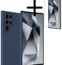 BASEY. BASEY. Samsung Galaxy S24 Ultra Hoesje Siliconen Met Screenprotector - Donkerblauw