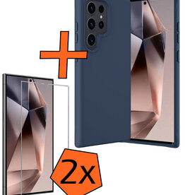 Nomfy Nomfy Samsung Galaxy S24 Ultra Hoesje Siliconen Met 2x Screenprotector - Donkerblauw