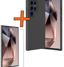 Nomfy Nomfy Samsung Galaxy S24 Ultra Hoesje Siliconen Met Screenprotector - Zwart