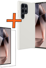 Nomfy Hoesje Geschikt voor Samsung S24 Ultra Hoesje Siliconen Cover Case Met Screenprotector - Hoes Geschikt voor Samsung Galaxy S24 Ultra Hoes Back Case - Wit