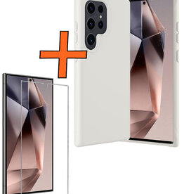 Nomfy Nomfy Samsung Galaxy S24 Ultra Hoesje Siliconen Met Screenprotector - Wit