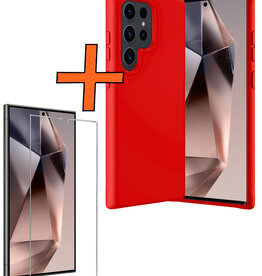 Nomfy Nomfy Samsung Galaxy S24 Ultra Hoesje Siliconen Met Screenprotector - Rood