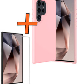 Nomfy Nomfy Samsung Galaxy S24 Ultra Hoesje Siliconen Met Screenprotector - Lichtroze