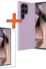 Nomfy Hoesje Geschikt voor Samsung S24 Ultra Hoesje Siliconen Cover Case Met Screenprotector - Hoes Geschikt voor Samsung Galaxy S24 Ultra Hoes Back Case - Lila