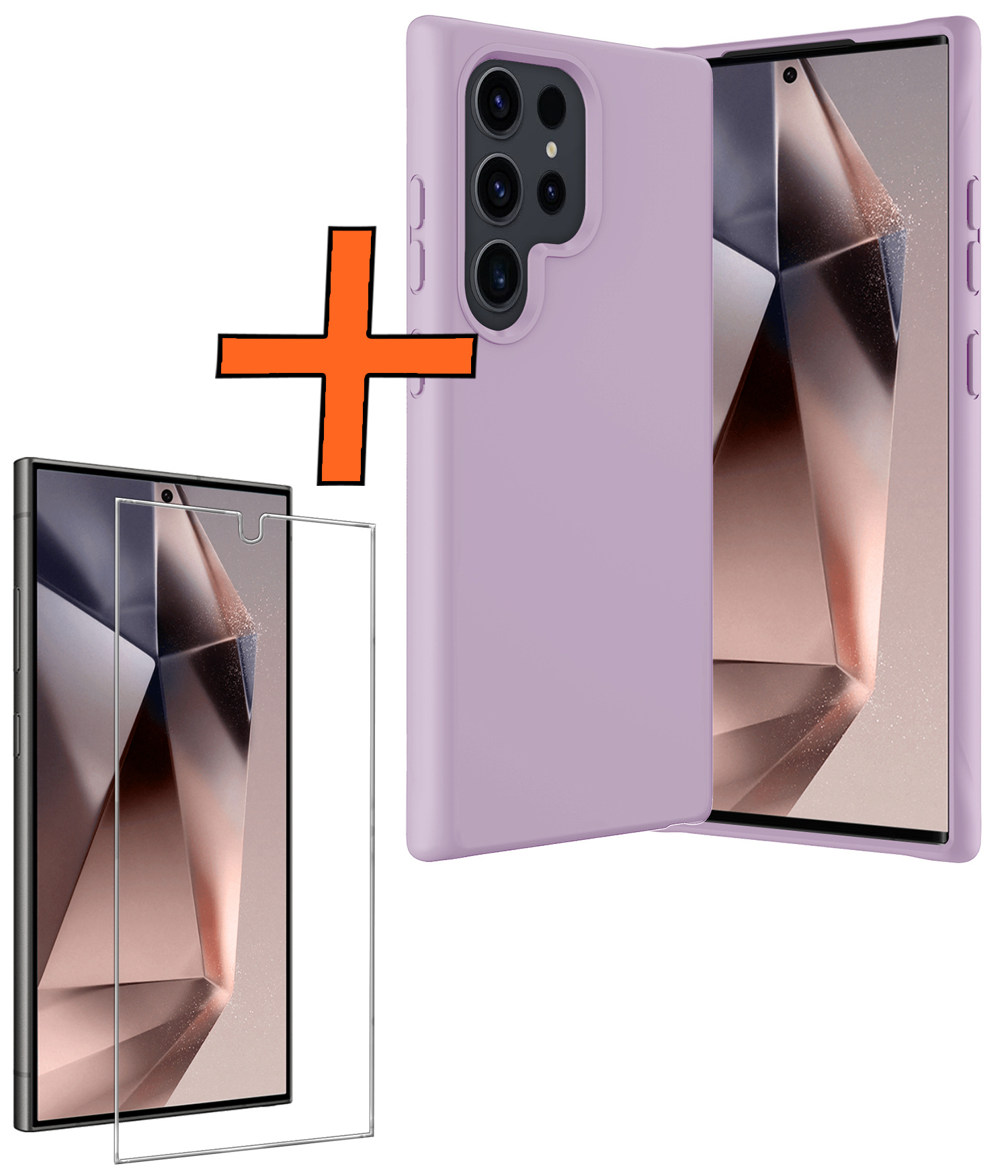 Nomfy Hoesje Geschikt voor Samsung S24 Ultra Hoesje Siliconen Cover Case Met Screenprotector - Hoes Geschikt voor Samsung Galaxy S24 Ultra Hoes Back Case - Lila