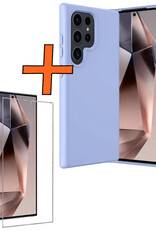 Nomfy Hoesje Geschikt voor Samsung S24 Ultra Hoesje Siliconen Cover Case Met Screenprotector - Hoes Geschikt voor Samsung Galaxy S24 Ultra Hoes Back Case - Lichtblauw