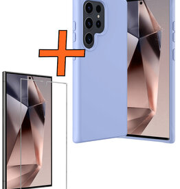 Nomfy Nomfy Samsung Galaxy S24 Ultra Hoesje Siliconen Met Screenprotector - Lichtblauw