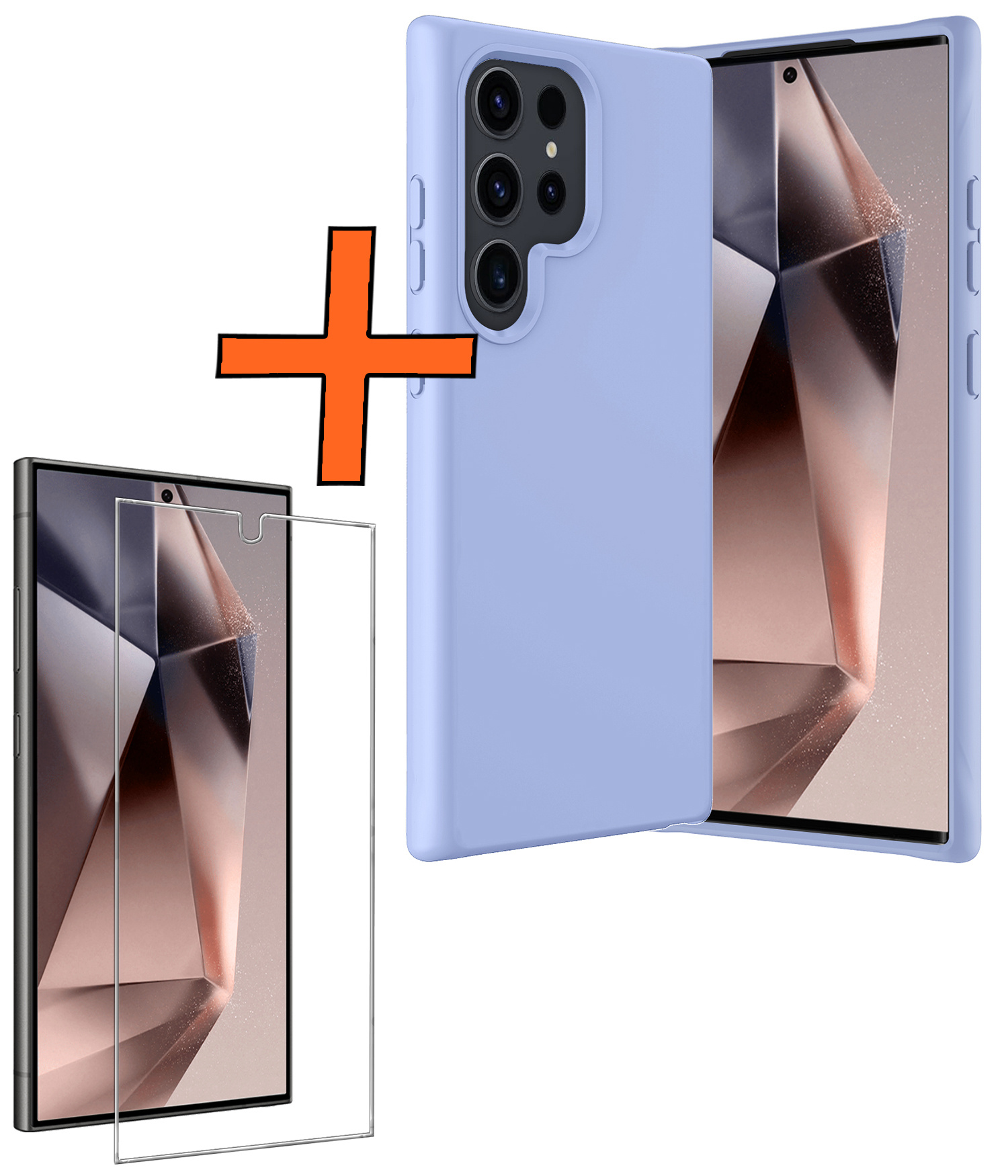 Nomfy Hoesje Geschikt voor Samsung S24 Ultra Hoesje Siliconen Cover Case Met Screenprotector - Hoes Geschikt voor Samsung Galaxy S24 Ultra Hoes Back Case - Lichtblauw