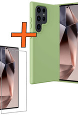 Nomfy Hoesje Geschikt voor Samsung S24 Ultra Hoesje Siliconen Cover Case Met Screenprotector - Hoes Geschikt voor Samsung Galaxy S24 Ultra Hoes Back Case - Groen