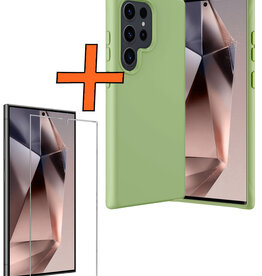 Nomfy Nomfy Samsung Galaxy S24 Ultra Hoesje Siliconen Met Screenprotector - Groen
