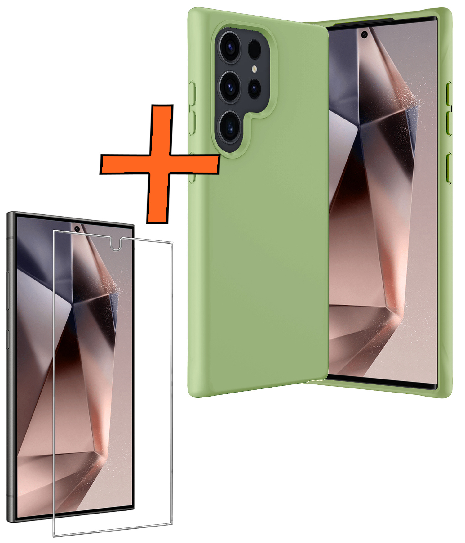 Nomfy Hoesje Geschikt voor Samsung S24 Ultra Hoesje Siliconen Cover Case Met Screenprotector - Hoes Geschikt voor Samsung Galaxy S24 Ultra Hoes Back Case - Groen