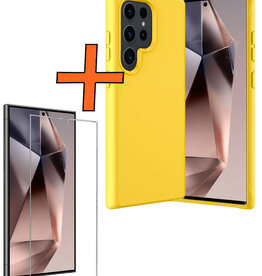 Nomfy Nomfy Samsung Galaxy S24 Ultra Hoesje Siliconen Met Screenprotector - Geel