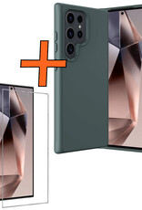 Nomfy Hoesje Geschikt voor Samsung S24 Ultra Hoesje Siliconen Cover Case Met Screenprotector - Hoes Geschikt voor Samsung Galaxy S24 Ultra Hoes Back Case - Donkergroen