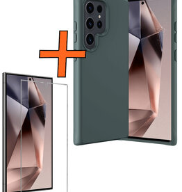 Nomfy Nomfy Samsung Galaxy S24 Ultra Hoesje Siliconen Met Screenprotector - Donkergroen