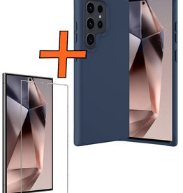 Nomfy Nomfy Samsung Galaxy S24 Ultra Hoesje Siliconen Met Screenprotector - Donkerblauw