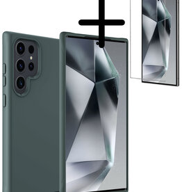 BASEY. BASEY. Samsung Galaxy S24 Ultra Hoesje Siliconen Met Screenprotector - Donkergroen
