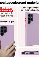 NoXx Hoes Geschikt voor Samsung S24 Ultra Hoesje Cover Siliconen Back Case Hoes Met Screenprotector - Lila