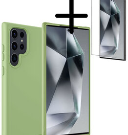 BASEY. BASEY. Samsung Galaxy S24 Ultra Hoesje Siliconen Met Screenprotector - Groen