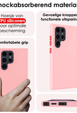NoXx Hoes Geschikt voor Samsung S24 Ultra Hoesje Cover Siliconen Back Case Hoes Met 2x Screenprotector - Lichtroze