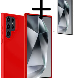 BASEY. BASEY. Samsung Galaxy S24 Ultra Hoesje Siliconen Met Screenprotector - Rood