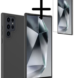BASEY. BASEY. Samsung Galaxy S24 Ultra Hoesje Siliconen Met Screenprotector - Zwart