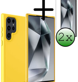 BASEY. BASEY. Samsung Galaxy S24 Ultra Hoesje Siliconen Met 2x Screenprotector - Geel